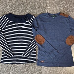 Lauren Ralph Lauren Navy Striped and Blue Tops size M and size S